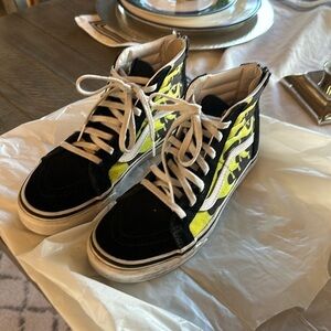 Vans slime flame high tops -zip ups size 4.5 gently used